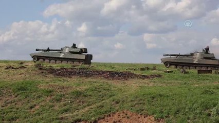 Donetsk kırsalında Rus ordusuna ait zırhlı birliklerinin ilerleyişi