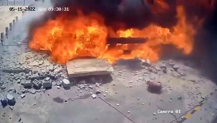 Download Video: Le réservoir d'une station-service de gaz explose spontanément