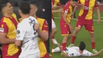 Yeni Malatya-Fenerbahçe maçında ortalık karıştı! Çılgına dönen futbolcu, Mert Hakan Yandaş'a saldırdı