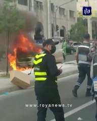 احتراق مركبة في منطقة صويلح