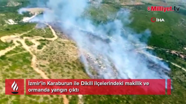 İzmir'de makilik ve orman yangını