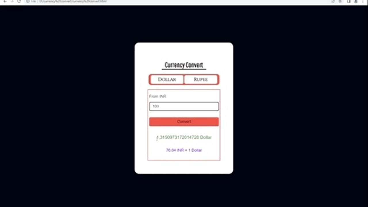 Currency converter javascript/Dollar to INR converter/currency calculator #No_Limit_Code