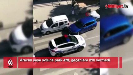 Ataşehir’de ilginç olay! Aracını yaya yoluna park etti, geçenlere izin vermedi
