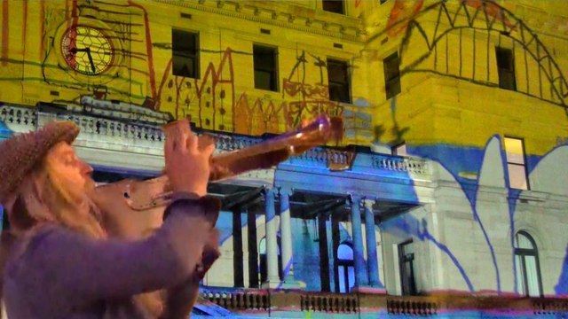 Vivid Sydney Part1-17 For Sydney with Love, Ken Done , Vivid Sydney Brass Band , Custom House & Central Station, 28 May 22