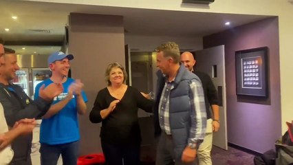 Andrew Constance greeted with applause from his supporters on Saturday night