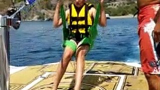 Ukrainian Children fly Parasailing in Antalya | Water Sports Antalya : Turkey