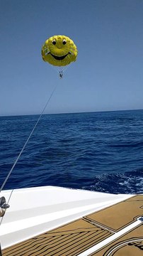 Turkish Children Fly Parasailing in Phaselis Bay | Water Sports Antalya (w:Price)