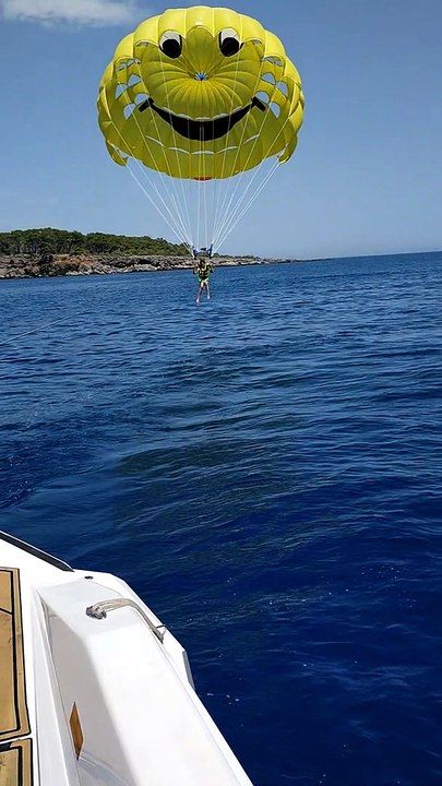 Turkish child Fly Parasailing in Phaselis Bay | Water Sports Antalya (w:Price)
