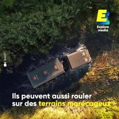 Des véhicules aux roues gigantesques qui peuvent même naviguer sur l'eau