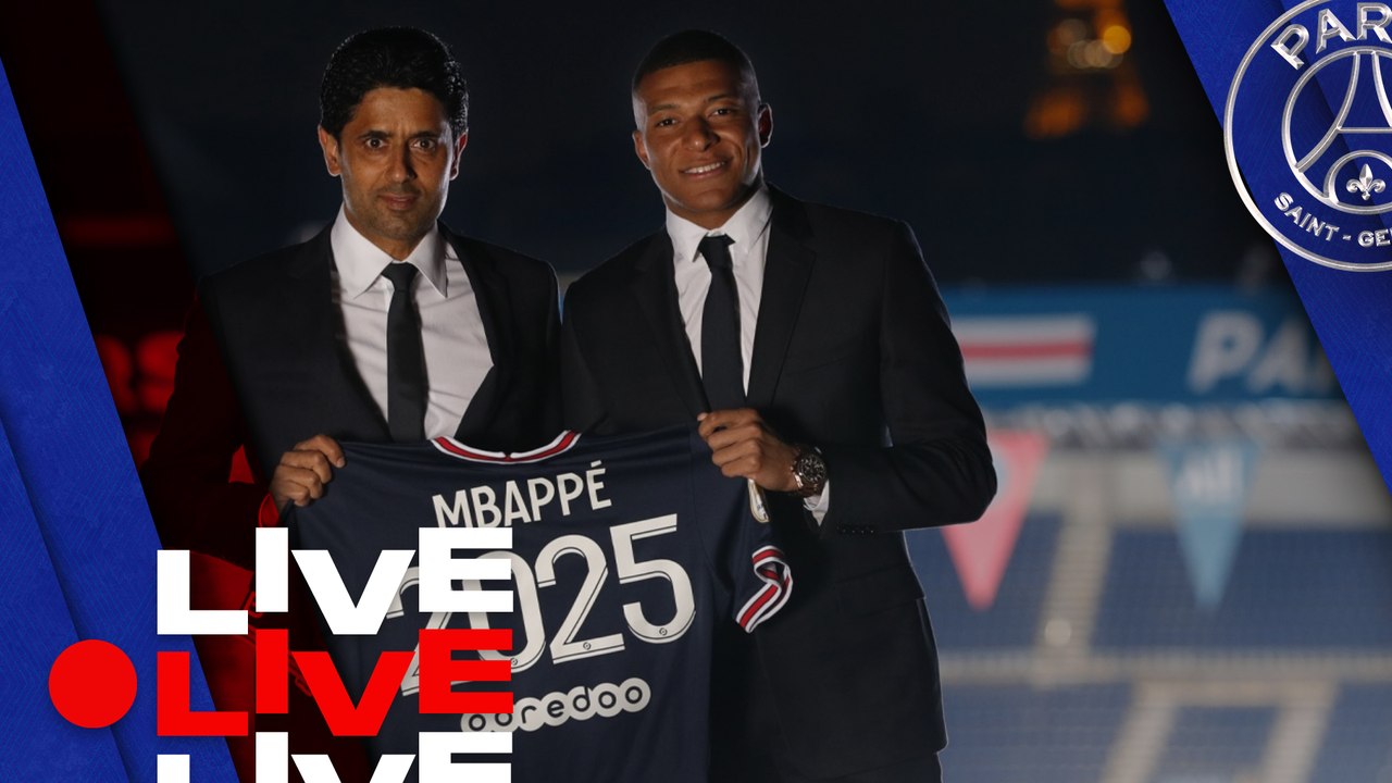 Conférence de presse de Nasser Al Khelaïfi et Kylian Mbappé au Parc des Princes