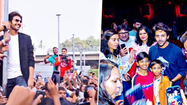 फिल्म 'भूल भुलैया 2' के रिलीज़ के बाद थिएटर में फैंस से मिलने पहुंचे कार्तिक आर्यन