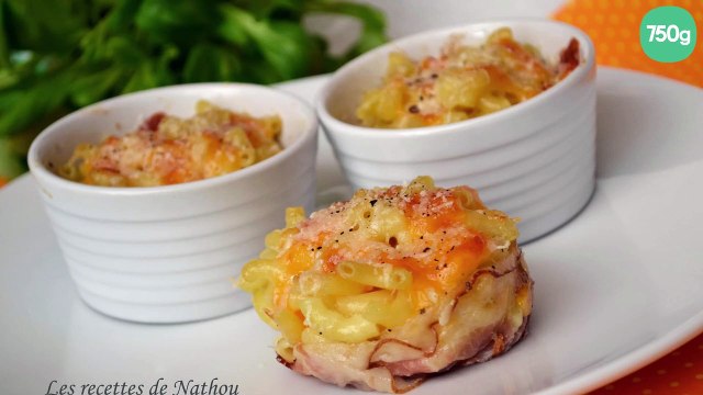 Mini-gratins de pâtes au lard et aux 3 fromages