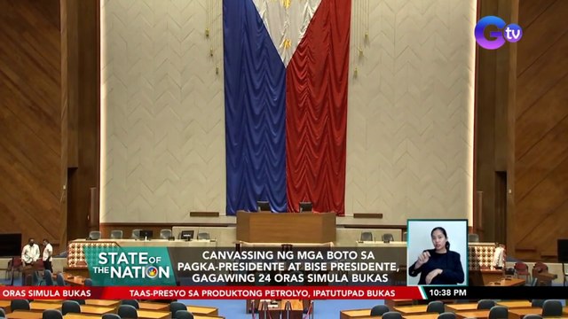 Canvassing ng mga boto sa pagka-presidente at bise presidente, gagawing 24 oras simula bukas | SONA