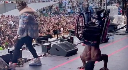 Lil Pump brings man in a wheelchair on stage to perform and he does the headstand