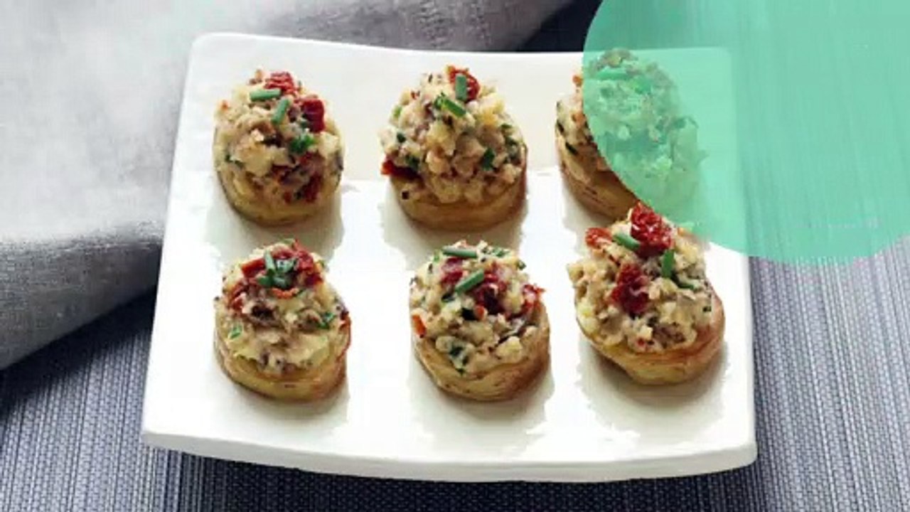 Toast de pommes de terre aux sardines et tomates séchées