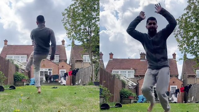 'Man loses his ball and breaks glass while trying to pull off a popular football shot '