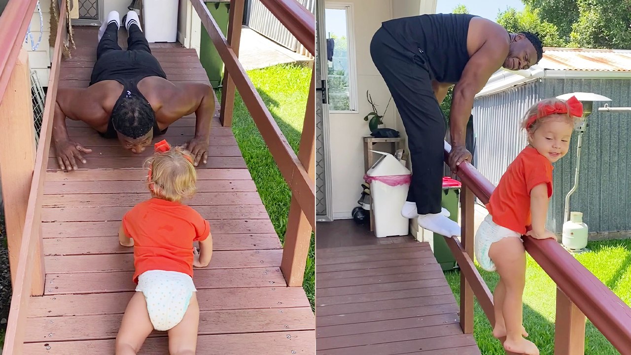 'Adorable & talented two-year-old enthusiastically teaches her grandpa how to dance '