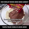 Resep Kue Coklat Drink Beng-Beng Super Lembut !! Tanpa Telur Cuma Diaduk-aduk