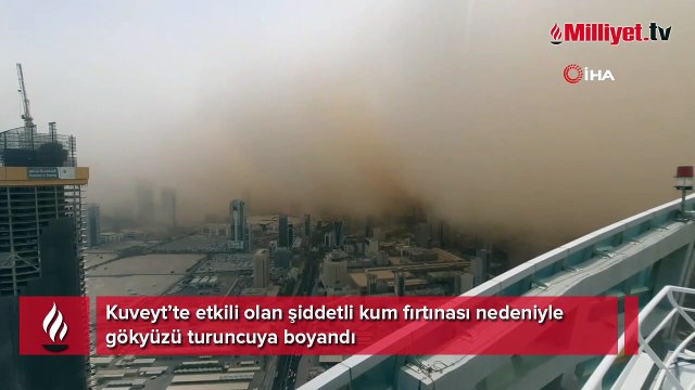 Kuveyt’te kum fırtınası gökyüzünü turuncuya boyadı
