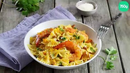 Farfalle aux gambas et potimarron