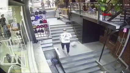 Köpek ve sahibini korkudan havalara uçuran kedi saldırısı kamerada