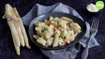 Gnocchi de pommes de terre à la crème d'asperges des Sables des Landes IGP et crevettes