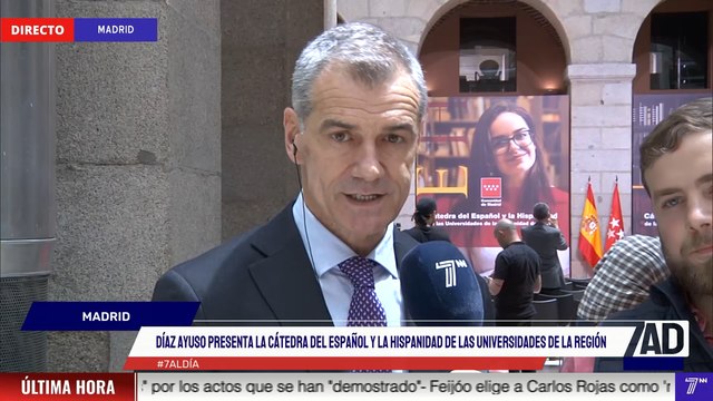 Díaz Ayuso presenta la cátedra del español y la hispanidad de las universidades de la Comunidad de Madrid. Toni Cantó, director de la Oficina del Español en la región madrileña, nos da todos los detalles