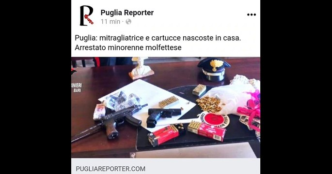 pugliareporter.com/ Puglia: mitragliatrice e cartucce nascoste in casa. Arrestato molfettese - vai su pugliareporter.com/ per leggere tutta la notizia