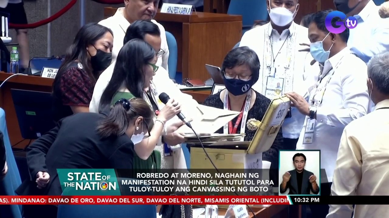 Robredo at Moreno, naghain ng manifestation na hindi sila tututol para tuloy-tuloy ang canvassing ng boto | SONA