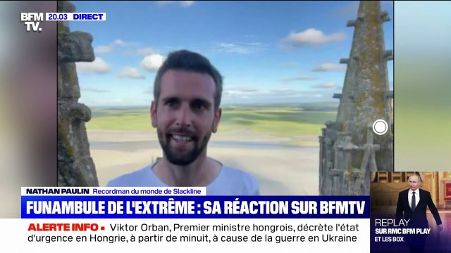 Après avoir battu le record du monde de distance en slackline, le funambule Nathan Paulin révèle son prochain défi