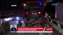 Truck, nawasak matapos araruhin ang mga concrete barrier sa EDSA-Ortigas flyover | UB
