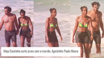 Casada há 13 anos, Maju Coutinho curte dia de praia ao lado do marido. Fotos!