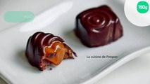 Praline au chocolat noir fourrée de confiture de lait