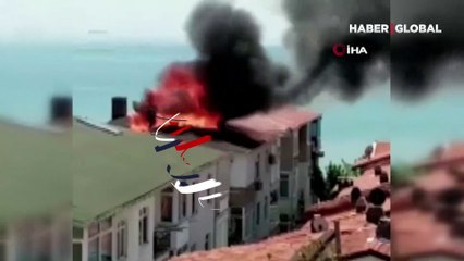 Büyükçekmece’de 3 katlı binanın çatı katında yangın