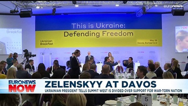 Ukrainian President Volodymyr Zelenskyy addresses Davos summit for a second time