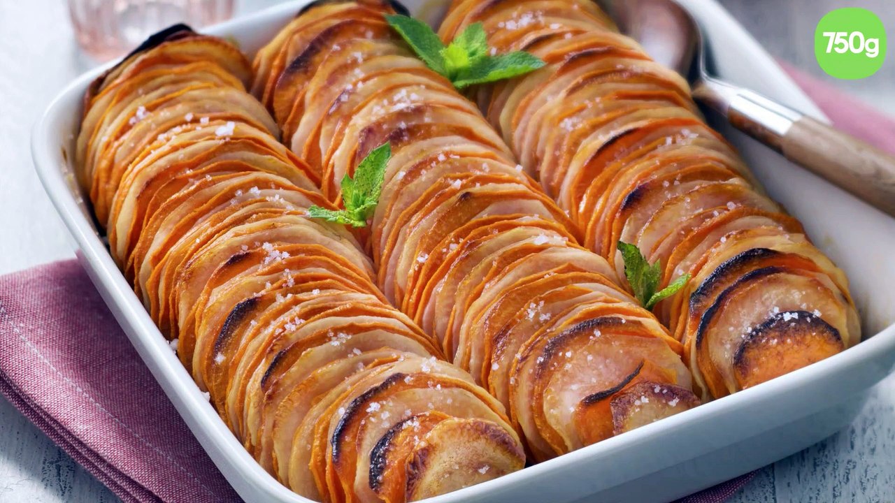 Gratin de pommes de terre et de patates douces à la fleur de sel