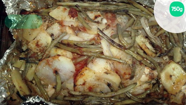 Papillote de poulet aux haricots verts et pommes de terre