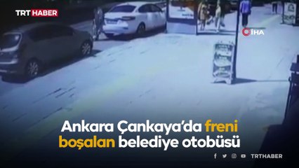 Freni boşalan belediye otobüsü kaza yaptı