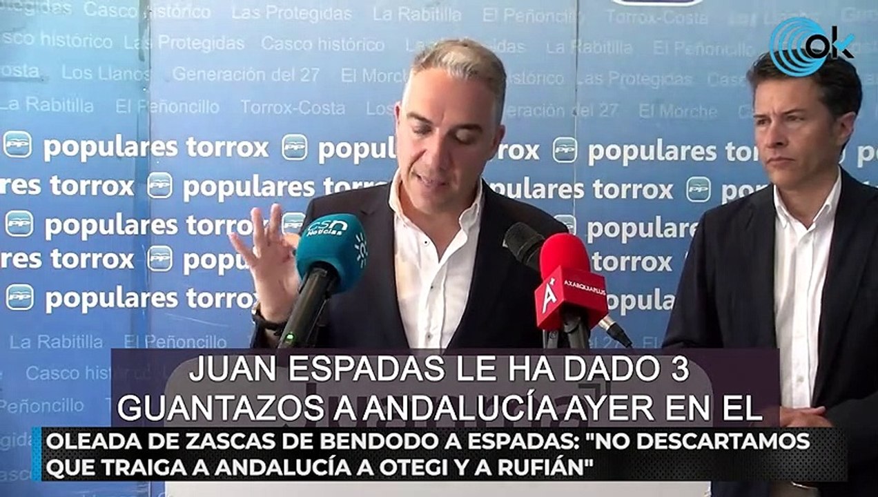 Oleada de zascas de Bendodo a Espadas: "No descartamos que traiga a Andalucía a Otegi y a Rufián"