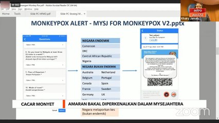Cacar Monyet | Amaran bakal diperkenalkan dalam MySejahtera