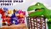 Paw Patrol Mighty Pups Power Swap Story with a Dinosaur Toy Cartoon for Kids and Children