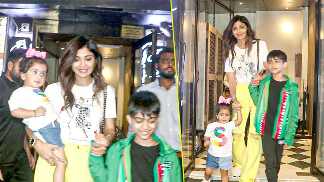 शिल्पा शेट्टी और अपने दोनों बच्चो समीशा और विवान के साथ हुई स्पॉट