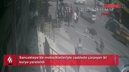 Sancaktepe'de iki motosiklet böyle çarpıştı