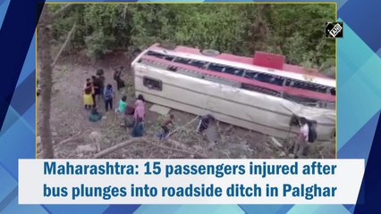15 injured after bus plunges into roadside ditch in Palghar