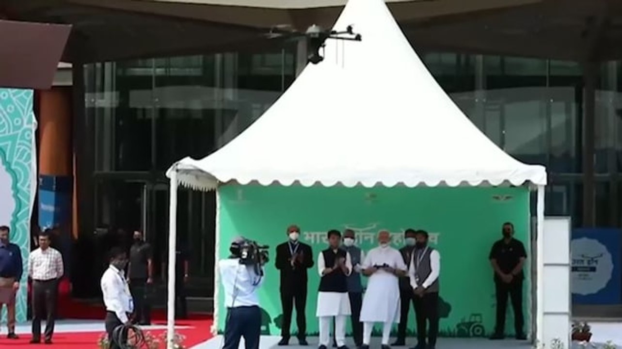 Watch: PM Modi flies drone at drone festival in Delhi