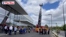 South Yorkshire firefighters will complete a staggering 100 climbs of their huge 32 metre turntable ladder in support of a brave Sheffield girl’s bid to raise vital cash for the charity which supported her care.