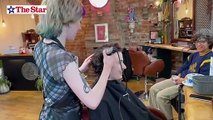 Olivia, aged 22, works on Shelter's Emergency Helpline based in Sheffield.  Olivia shaved off her bright pink curly locks to raise money for the charity.