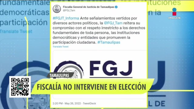 Fiscalía de Tamaulipas niega intervención en proceso electoral