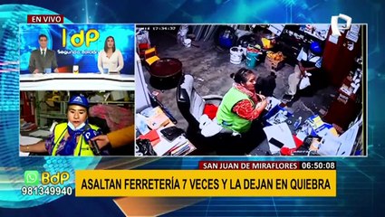 La dejan en la ruina por extorsión y robo: asaltan por séptima vez una ferretería en SJM