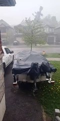 Determined Dude Cuts Grass During Derecho Storm